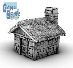 Simple Stone Shack And Thatch *Complete Item* *Promotional** 3D Printer Model