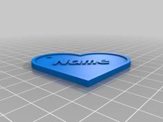 Heart Name Gift Tag 3D Printer Model