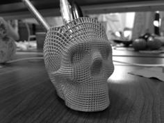 Wireframe Skull Pencil Holder (For The Love Of Dog) 3D Printer Model