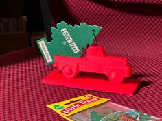 Little Red Truck Hauling A Christmas Tree – (Air Freshener Car Holder) 3D Printer Model