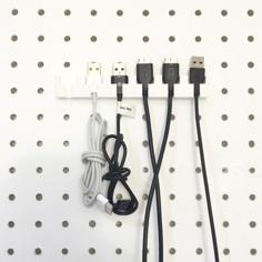 USB Cable Holder (6 Cables) For Pegboard 3D Printer Model