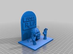 Walking Dead Tombstone With Zombie Hands 3D Printer Model