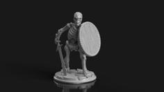 Skeleton With Longsword And Round Shield 3D Printer Model