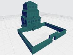 Sci-fi Japanese Castle 3D Printer Model