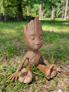 Sitting, Smiling, Baby Groot (Smoothed, Solidified, Reinforced) 3D Printer Model