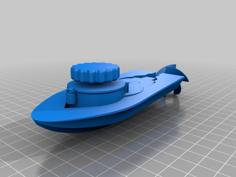 Mini Wind-up Boat Prototype Screwless 3D Printer Model