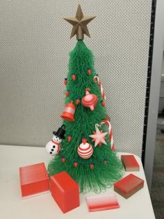 Hairy Christmas Tree And Ornaments 3D Printer Model