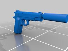 Lego Pistol With Silencer 3D Printer Model