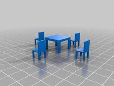 WW2 Bunker Table W Chairs 3D Printer Model