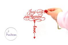 JUST MARRIED CAKE TOPPER 3D Printer Model