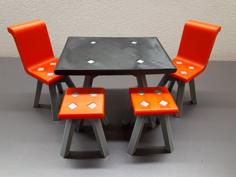 Mini Table And Chairs 3D Printer Model