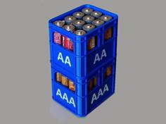 Beer Crate Battery Holder AA/AAA Stackable Plus Letters 3D Printer Model