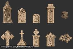 Graveyard Decorations | Battle Yak Miniatures Patreon Sample 3D Printer Model