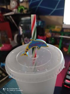 Dolphin Straw Topper 3D Printer Model