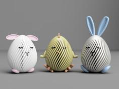 Easter Bunny, Sheep And Chicken 3D Printer Model