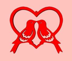 Love Birds In Heart 3D Printer Model