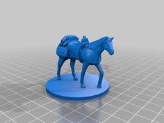 Riding Horse With Saddlebags For Miniature Gaming 3D Printer Model