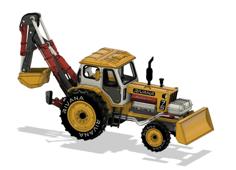 Yellow Soviet Era Tractor With Backhoe 3D Printer Model