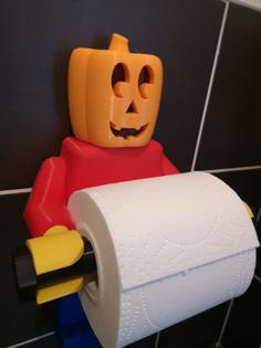 Halloween Pumpkin Head For Lego Man Toilet Paper Holder 3D Printer Model