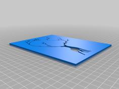 Stag With Tree Like Antlers Stencil 3D Printer Model