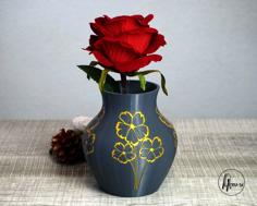 Vase With Golden Flowers Single And MMU 3D Printer Model