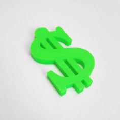 Dollar Sign Necklace Charm (Bling/Money) With Hole For A Chain 3D Printer Model