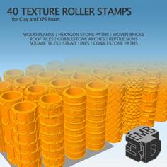 40 CLAY AND XPS FOAM TEXTURE ROLLER STAMP (Trial) 3D Printer Model