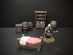 Delving Decor: Inn Bed (28mm/Heroic Scale) 3D Printer Model