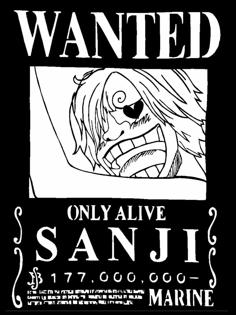 Wanted Poster Sanji Stencil 3D Printer Model