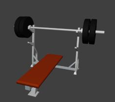 Bench With The Barbell And Pen 3D Printer Model