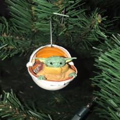 Baby Yoda (A.K.A. “The Child”) Christmas Ornament (split For Printing) 3D Printer Model