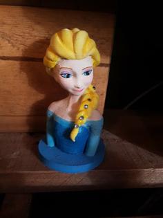 Frozen Elsa Bust. No Text Matching Anna’s Base. 3D Printer Model