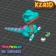 ARTICULATED BABY VELOCIRAPTOR – 3MF – Multicolor 3D Printer Model