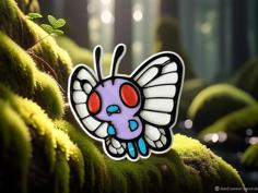 Cute Butterfree Chibi Pokemon Fridge Magnet/Keychain 3D Printer Model