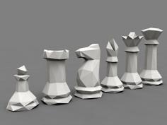 CHESS SET 3d LOW POLY STYLE 3D Printer Model