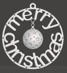 Christmas Tree Ornament – Merry Christmas With Ball And Stars 3D Printer Model