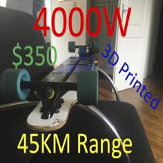 $350 45KM 4000w Electric Longboard 3D Printer Model