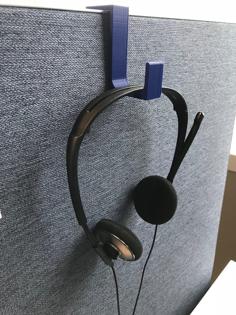 Cubicle Wall Headset Hook 3D Printer Model