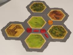 Custom 3D Printed Settlers Of Catan Modular Hex Tiles Frame 3D Printer Model