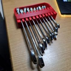 Wrench Organizer 9-19 Remixed With Longer Wider Slots 3D Printer Model