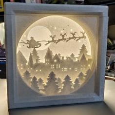 Christmas Paper Craft Like Scene Lamp[stp Included] 3D Printer Model