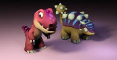 Two Dinosaurs Without Support 3D Printer Model