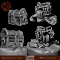 Dungeon Chest Mimic 28mm Support Free 3D Printer Model