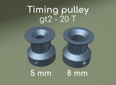 GT2 – 20 Teeth – 5, 6 And 8mm Timing Pulley 3D Printer Model