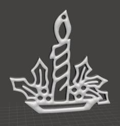 Christmas Tree Ornament – Candle With Holly 3D Printer Model