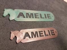 Horse Head + Name (AMELIE) Keychain / Schlüsselanhänger 3D Printer Model