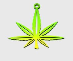 Marijuana Pot Leaf Pendant 3D Printer Model