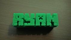 Minecraft Style Nameplate 3D Printer Model