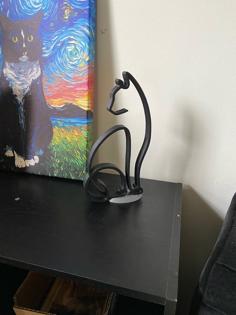 Cat Art Line With Stand (Big) 3D Printer Model