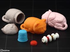 Sleeping Cat Needlecase 3D Printer Model